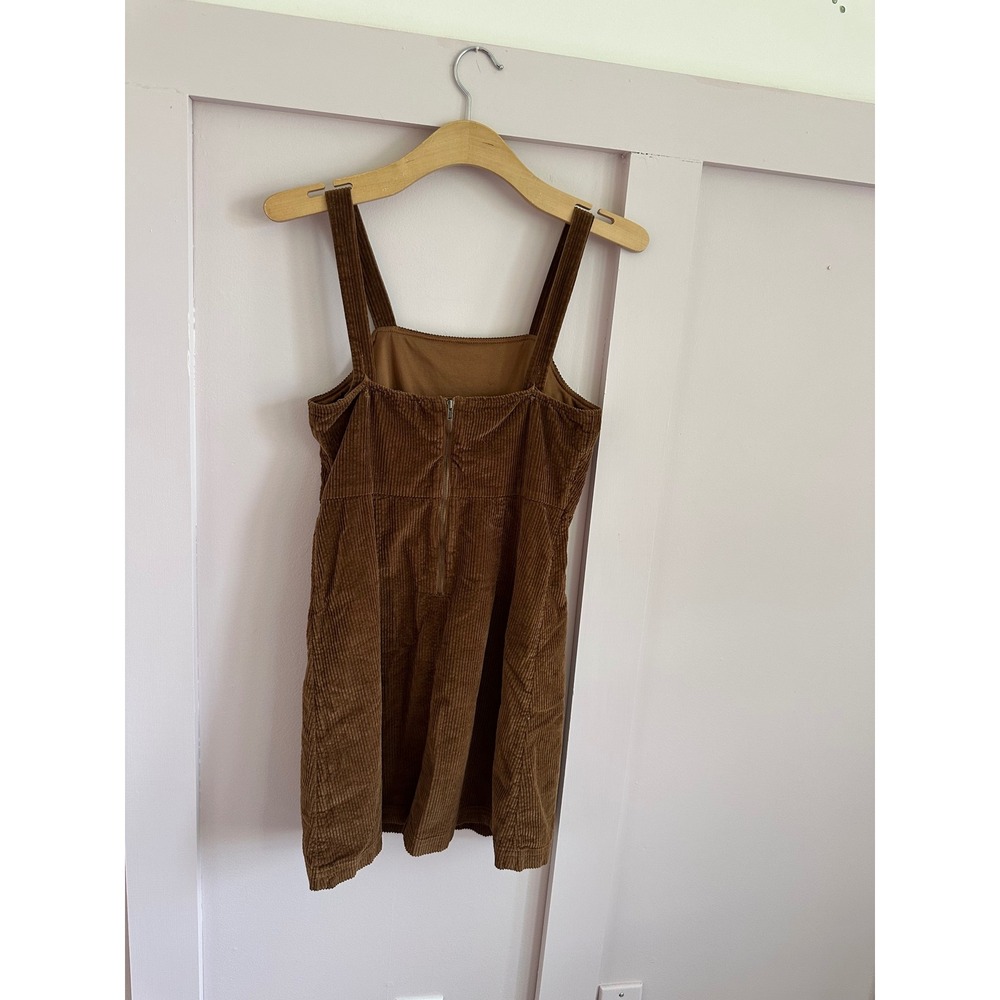 American Eagle Brown Corduroy Pinafore Mini Dress Womens XS Square Neck Jumper - Picture 2 of 7